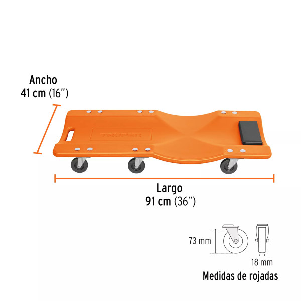 ‣ Cama de plástico 36" para mecán... | Truper