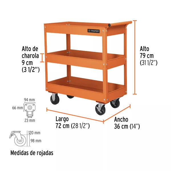 ‣ Carro de servicio 3 charolas Truper | Truper