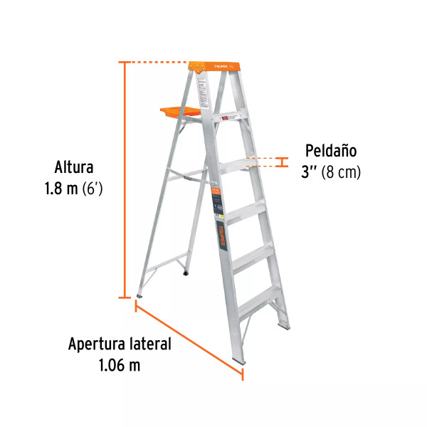 ‣ Escalera tijera 5 peldaños y bandeja... | Truper