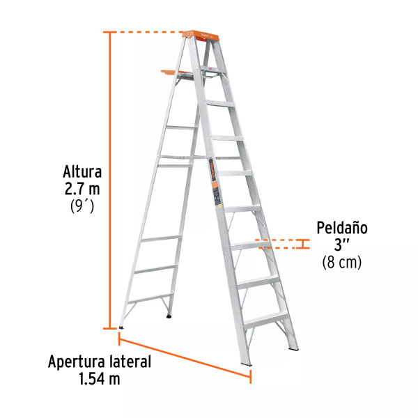 ‣ Escalera tijera 8 peldaños... | Truper