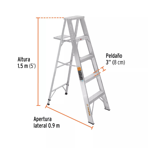 ‣ Escalera de tijera aluminio 4 peldaños... | Truper