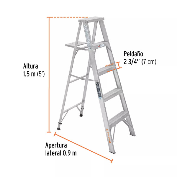 ‣ Escalera tijera aluminio 4 peldaños... | Truper