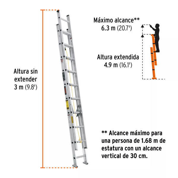‣ Escalera de extensión 20 peldaños... | Truper
