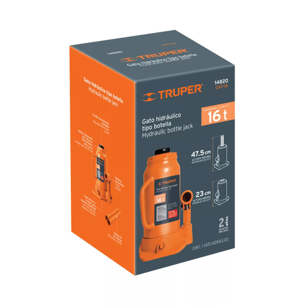 ‣ Gato hidráulico botella 16 Ton, Truper | Truper