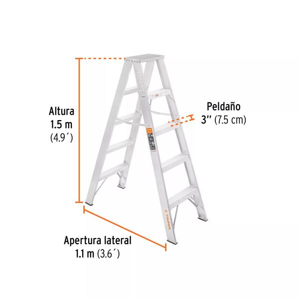 ‣ Escalera de Tijera Doble, 4 Escalones... | Truper
