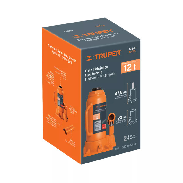 ‣ Gato hidráulico botella 12 Ton, Truper | Truper