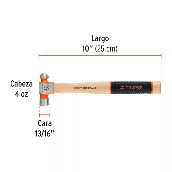 ‣ Martillo pulido de bola 4 oz, Truper Grip | Truper