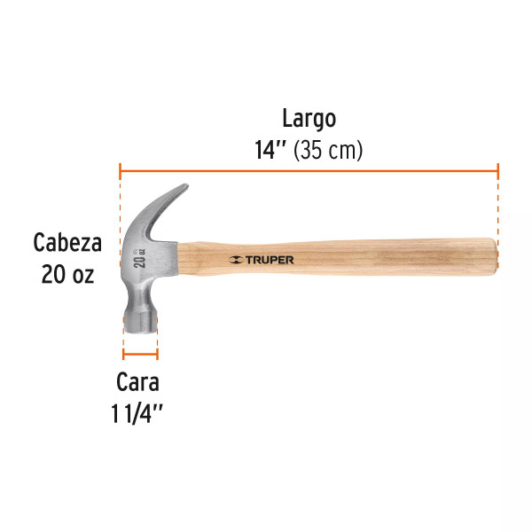 ‣ Martillo pulido 20oz uña curva TRUPER... | Truper