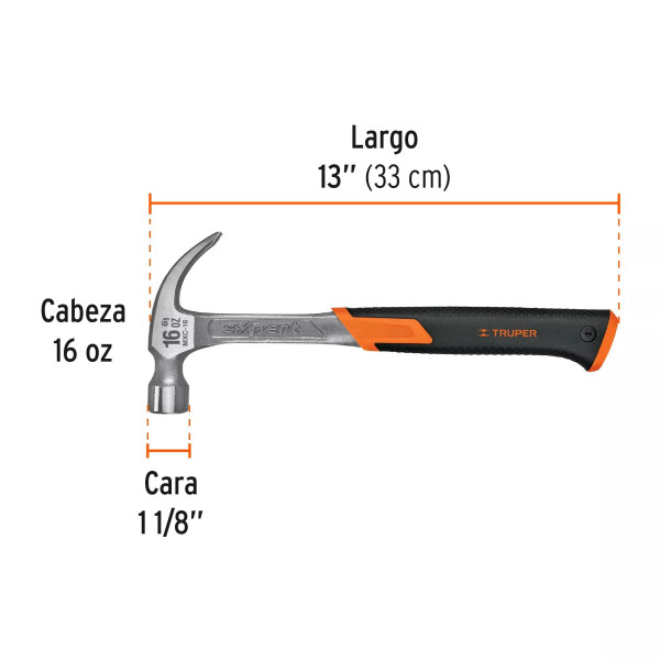‣ Martillo forjado 16 oz uña curva | Truper Expert