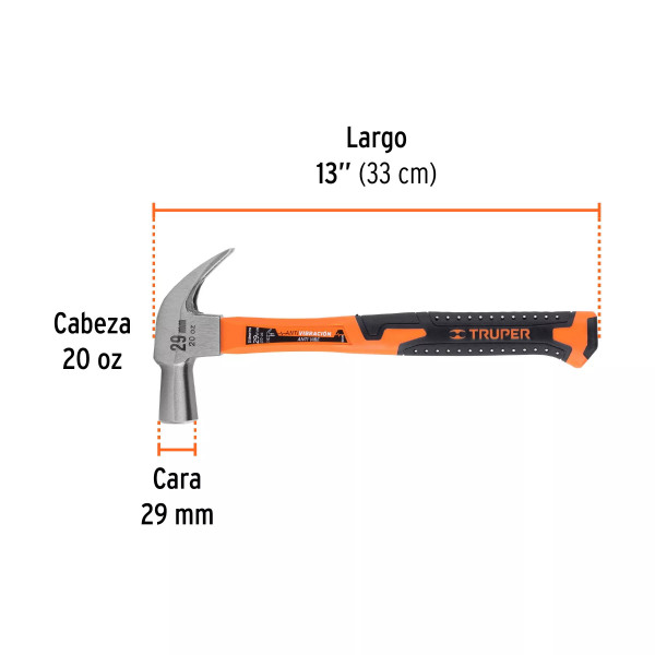 ‣ Martillo cabeza cónica 29 mm, mango fibra... | Truper