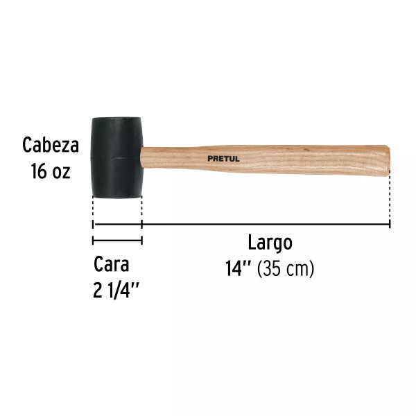 ‣ Mazo de hule, 16 oz, Pretul | Pretul