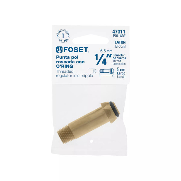 ‣ Punta pol de latón 1/4" x 5 cm, rosca | Foset