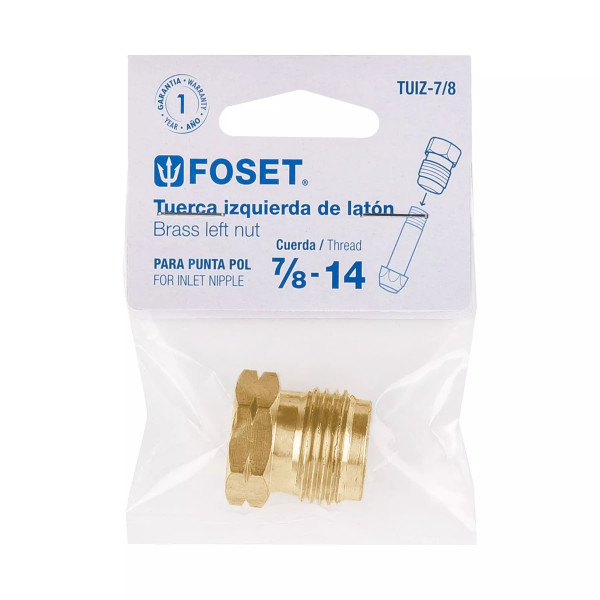 ‣ Tuerca Izquierda Latón 7/8" en Bolsa | Foset