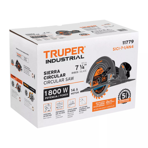 Sierra Circular 7-1/4' 1800 W, Industrial, Truper | Ferreterias Ferretodo Guatemala