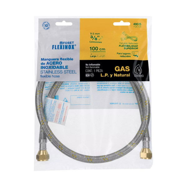 ‣ Manguera gas acero inox 3/8" flare 100 cm... | Foset