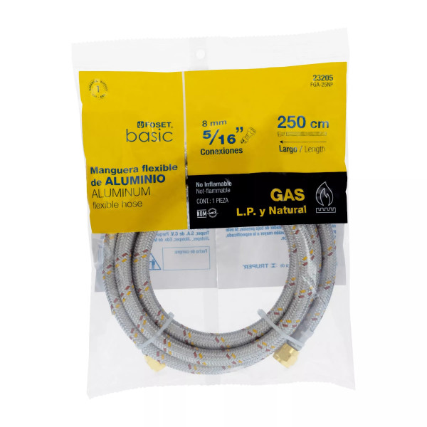 ‣ Manguera de gas aluminio 5/16" 250cm... | Foset