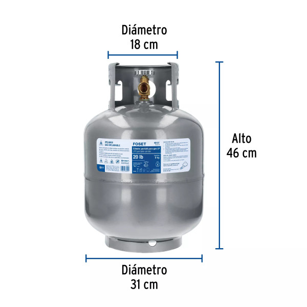‣ Cilindro portátil 20lb para gas LP... | Foset