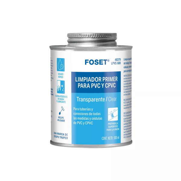 ‣ Limpiador PVC y CPVC, lata 250ml... | Foset