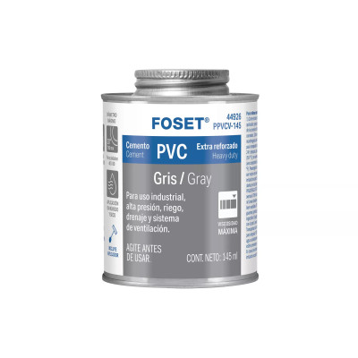 ‣ Cemento p/PVC gris, alta viscosidad 145ml | Foset