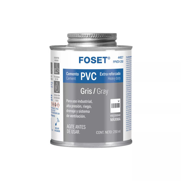 ‣ Cemento p/PVC, gris, alta viscosidad, 250ml... | Foset