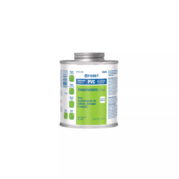 ‣ Cemento p/PVC transparente, baja presión 500ml | Foset