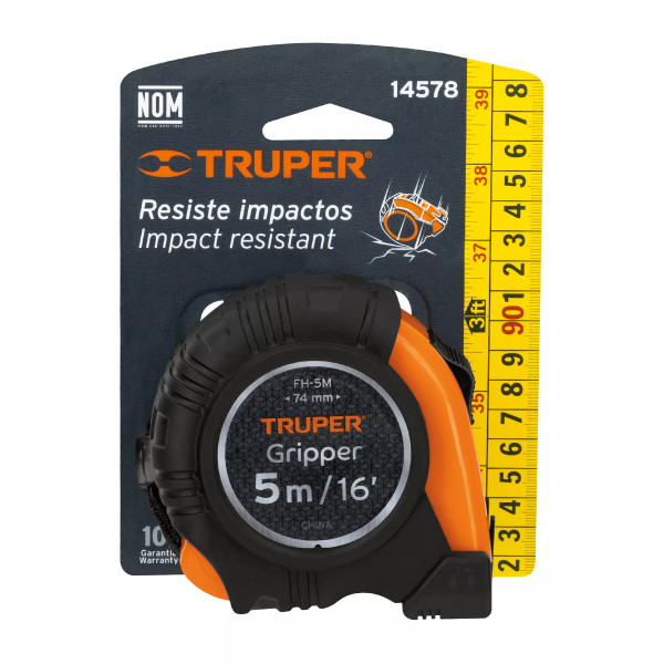 Flexómetro Gripper Contra Impactos 5 M Cinta 19 Mm, Truper | Flexómetros / Cintas Metricas Ferreterias Ferretodo
