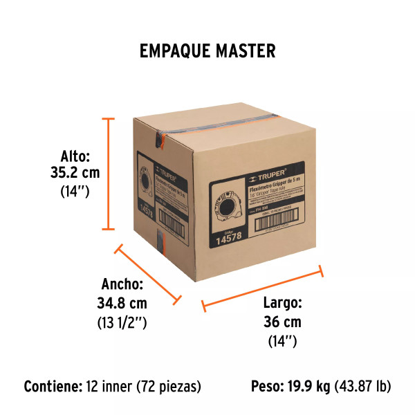 Flexómetro Gripper Contra Impactos 5 M Cinta 19 Mm, Truper | Flexómetros / Cintas Metricas Ferreterias Ferretodo