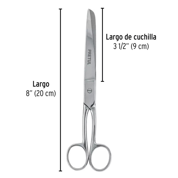 ‣ Tijera 8" acero inox. costura | Pretul