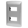 ‣ Placa 2 módulos, línea italiana plata... | Volteck