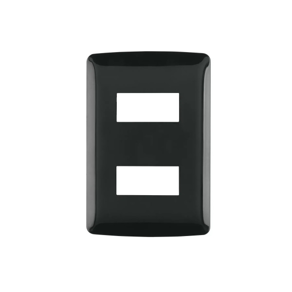 ‣ Placa 2 módulos Italiana negra | Volteck