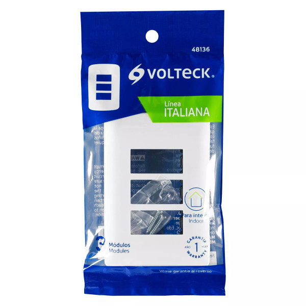‣ Placa 3 módulos ABS Italiana, blanco | Volteck