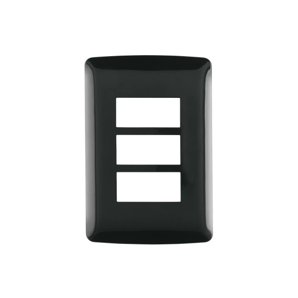 ‣ Placa 3 módulos Italiana negra... | Volteck