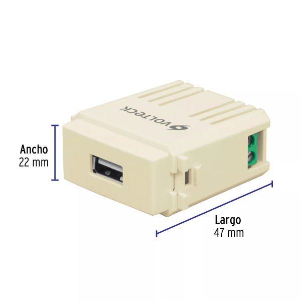 ‣ Módulo USB Línea Italiana Marfil... | Volteck