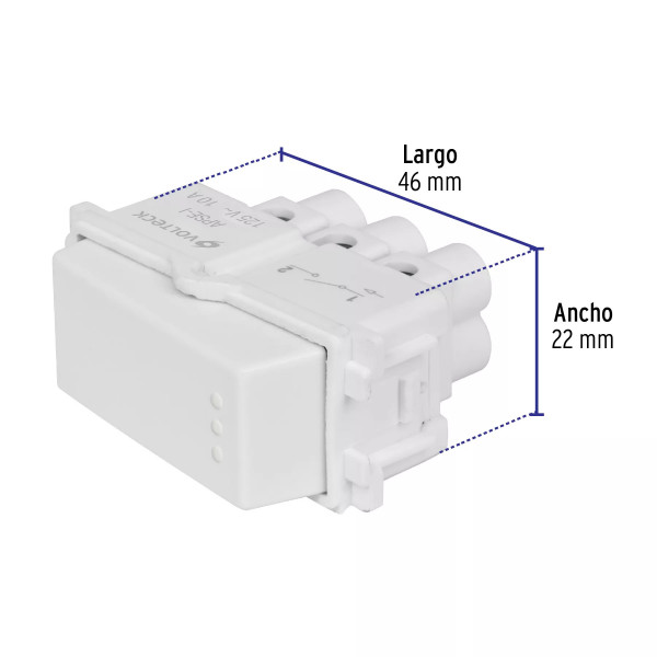 ‣ Interruptor sencillo línea Italiana blanco | Volteck