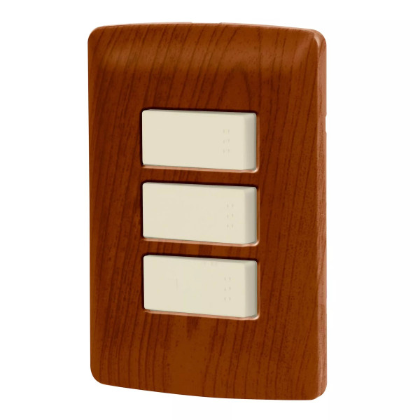 ‣ Placa 2 Interruptores Escalera Madera | Volteck