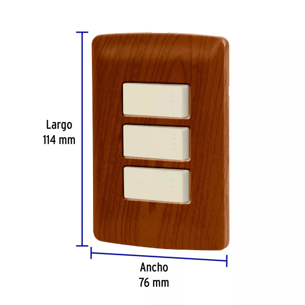 ‣ Placa 2 Interruptores Escalera Madera | Volteck