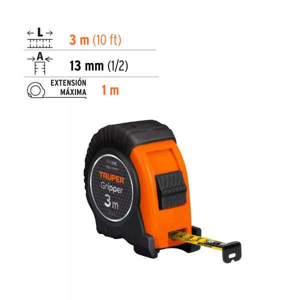 Flexómetro Contra Impactos 3 M Cinta 13 Mm Grad. Métrica | Flexómetros / Cintas Metricas Ferreterias Ferretodo