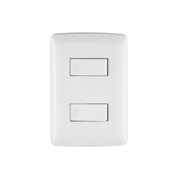 ‣ Placa armada 2 interruptores, línea Italiana... | Volteck