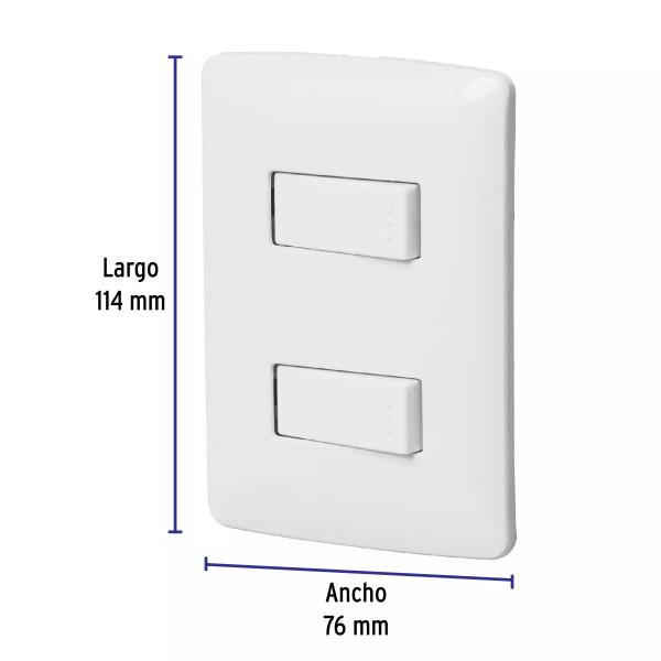‣ Placa armada 2 interruptores, línea Italiana... | Volteck
