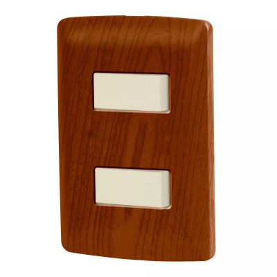 ‣ Placa armada 2 interruptores, madera... | Volteck