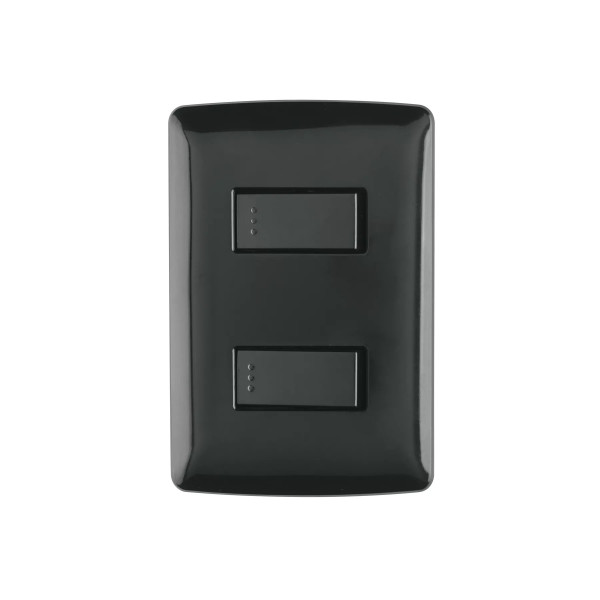 ‣ Placa 2 interruptores sencillos negro Italiana... | Volteck