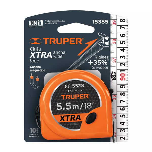 Flexómetro Xtra 5.5 M Cinta Extra Ancha 28 Mm, Truper | Flexómetros / Cintas Metricas Ferreterias Ferretodo