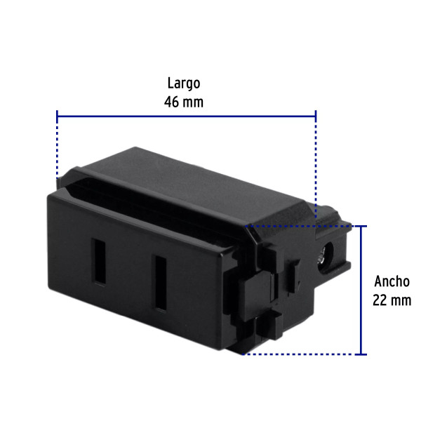 ‣ Contacto sencillo 2p sin tierra Italiana negro | Volteck