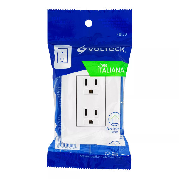 ‣ Contacto dúplex aterr. blanco Italiana | Volteck