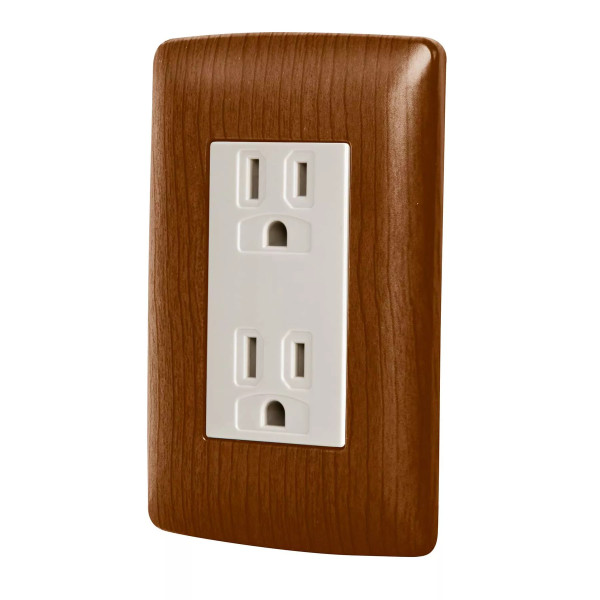 ‣ Contacto dúplex ater. color madera Italiana | Volteck