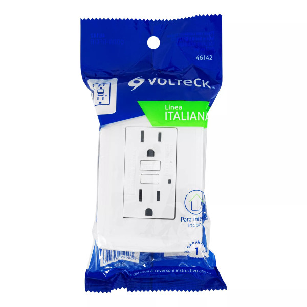 ‣ Contacto dúplex GFCI, blanco, línea Italiana | Volteck