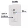 ‣ Contacto aterrizado + 2 USB, blanco | Volteck