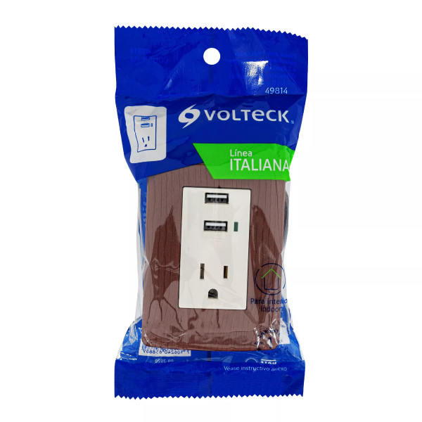 ‣ Contacto aterrizado + USB madera Italiana... | Volteck