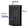 ‣ Contacto aterrizado USB Italiana negro... | Volteck