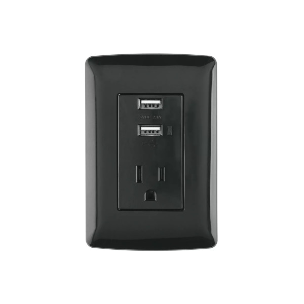 ‣ Contacto aterrizado USB Italiana negro... | Volteck